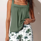 Tropical Palm Print Tankini