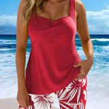 Conjunto de Tankini com Boxer Estampado