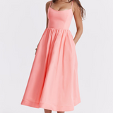 Estela | Elegante Vestido Midi de Corpete de Verão