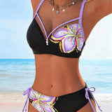 Bralette de Bikini com Estampa de Corda