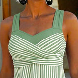 Conjunto de Tankini Listrado com Camisola de Duas Peças