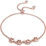 Pulseira ajustável de prata de lei com pegada de pata de cão