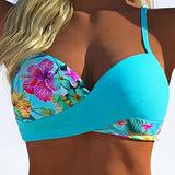 Bralette de Bikini com Estampa em Contraste