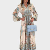 Marisa | Elegante Vestido Longo de Flores com Botões