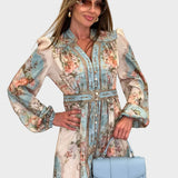 Marisa | Elegante Vestido Longo de Flores com Botões