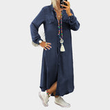 Vestido de ganga com manga longa