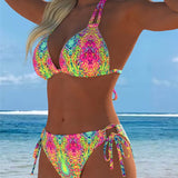 Top Halter Estampado em Cores Vibrantes