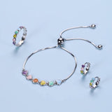 Pulseira ajustável de prata de lei com pegada de pata de cão
