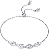 Pulseira ajustável de prata de lei com pegada de pata de cão