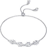 Pulseira ajustável de prata de lei com pegada de pata de cão