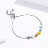 Pulseira ajustável de prata de lei com pegada de pata de cão