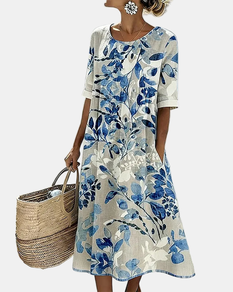 Alva | Vestido midi floral solto e leve