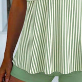 Conjunto de Tankini Listrado com Camisola de Duas Peças
