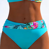Bralette de Bikini com Estampa em Contraste