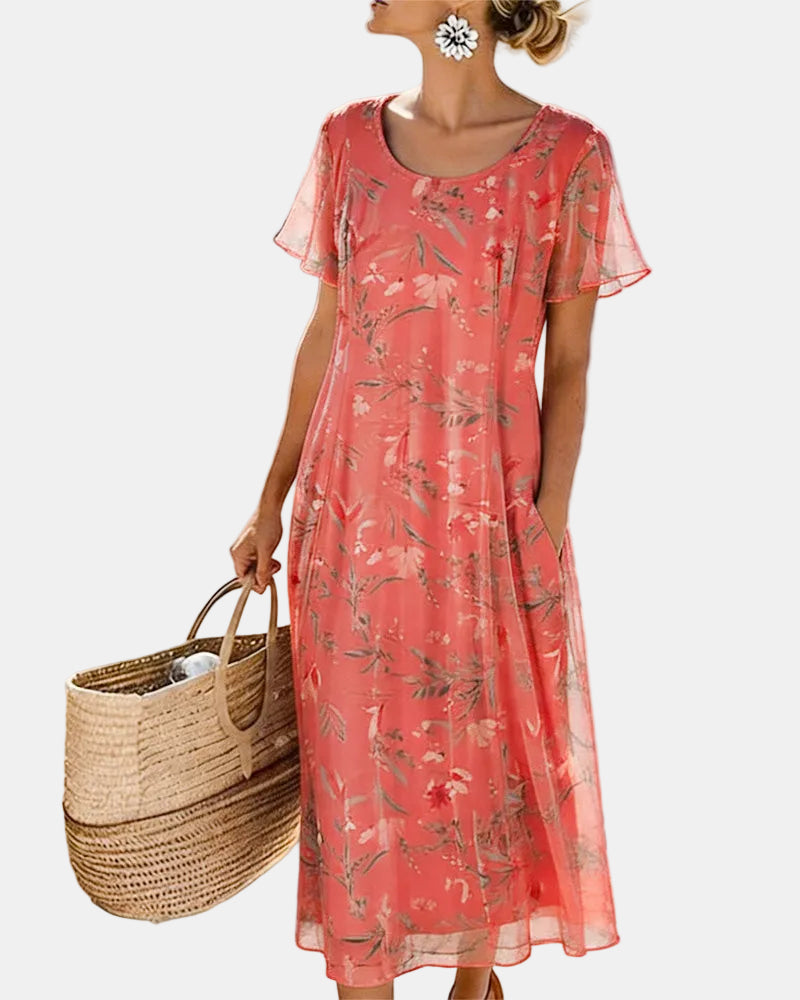 Maria | Vestido midi floral solto e leve