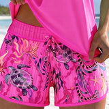 Tankini Estiloso com Estampa Marinha e Fenda
