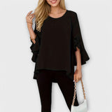 Aria - Blusa de material leve com decote redondo