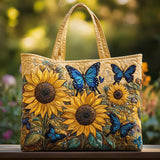 Bolsa Artesanal Girassóis e Borboletas Azuis | Alegria em Flor