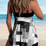 Conjunto de Tankini Biquíni de Dois Peças com Estampa