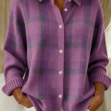 Ugnė - Camisa de malha suave com padrão de xadrez