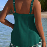 Conjunto de Tankini Listrado com Calções de Banho