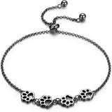 Pulseira ajustável de prata de lei com pegada de pata de cão
