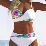 Bralette de Bikini com Estampa em Contraste