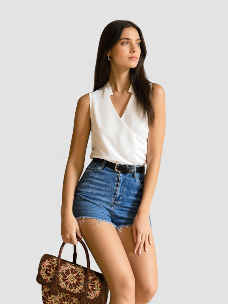 Salete | Top feminino com decote em V