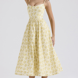 Estela | Elegante Vestido Midi de Corpete de Verão