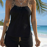 Tankini com Estampa de Leopardo e Detalhe em Cordão