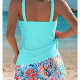 Tankini Top com Mangas e Calções Estampados