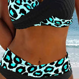 Halter Biquíni Leopardo com Estampa de Cor Bloco