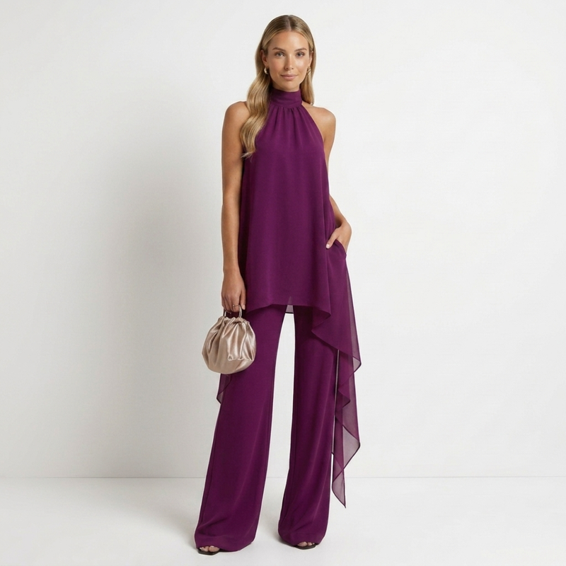 Leandra - Conjunto elegante com colo