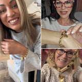 Pulseira grossa com corações | Ouro