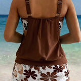 Floral Print Tankini with Boy Short Bottom