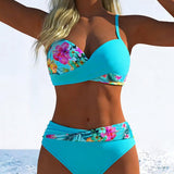 Bralette de Bikini com Estampa em Contraste