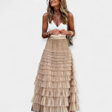 Saia boho com detalhes de cetim tecido aberto
