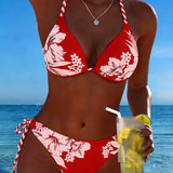 Biquíni Sexy com Decote Halter - Estilo Simples