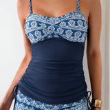Tankini com Alças Finas e Detalhe de Cordão Lateral