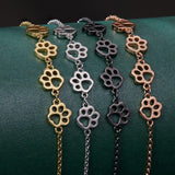 Pulseira ajustável de prata de lei com pegada de pata de cão