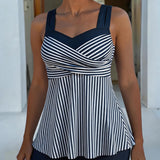 Conjunto de Tankini Listrado com Camisola de Duas Peças