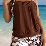 Floral Print Tankini with Boy Short Bottom