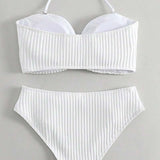 Halter Swimsuit in Solid Colors with Stripes