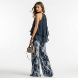 Ludovina - Conjunto de blusa e calças com os ombros à mostra