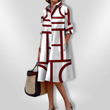 Vestido midi com estampado geométrico