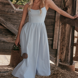 Estela | Elegante Vestido Midi de Corpete de Verão