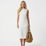 Lídia - Vestido midi em tecido de canalé