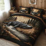 Conjunto de Cama Acolchoado de 3 Peças - Animais da Floresta