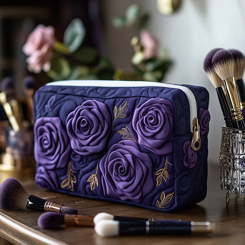 Estojinho acolchoado com estampa de flor ametista | Elegância em Flor