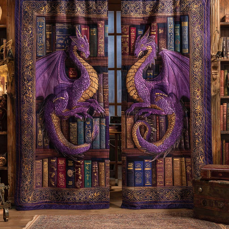 Cortinas Acolchoadas Dragão Real em Ametista | Elegância Mística